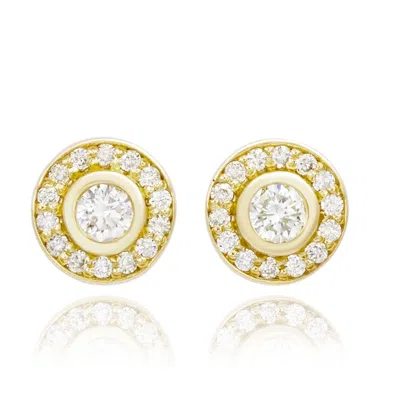Suzy Levian 14k Rose Gold Bezel Set Halo 0.33cttw Diamond Stud Earrings