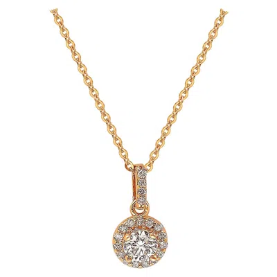 Pre-owned Suzy Levian 14k Rose Gold White Diamond Halo Pendant