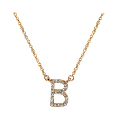 Pre-owned Suzy Levian 14k Rose Gold White Diamond Letter Initial Necklace, B