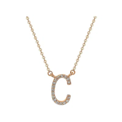 Pre-owned Suzy Levian 14k Rose Gold White Diamond Letter Initial Necklace, C
