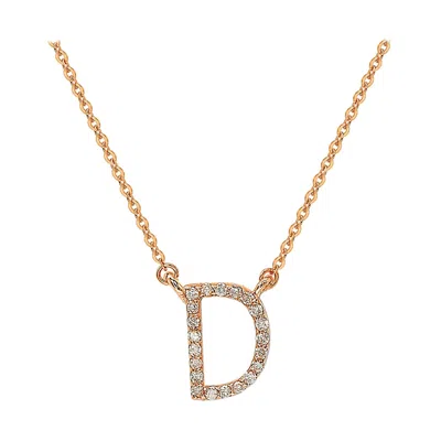 Pre-owned Suzy Levian 14k Rose Gold White Diamond Letter Initial Necklace, D