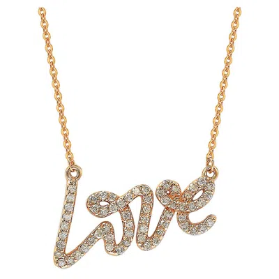 Pre-owned Suzy Levian 14k Rose Gold White Diamond Love Necklace