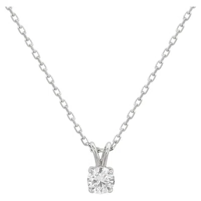 Pre-owned Suzy Levian 14k White Gold 0.15 Cttw. Diamond Diamond Solitaire Pendant Necklace