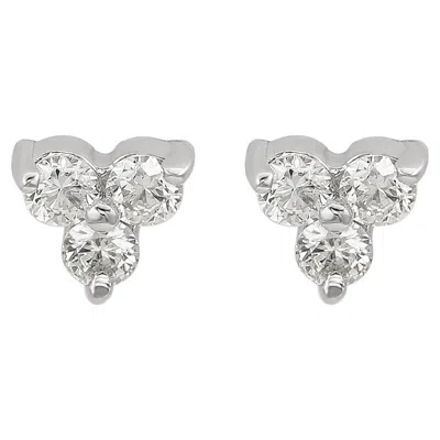 Pre-owned Suzy Levian 14k White Gold 0.20 Ct. Tw. Diamond Cluster Studs