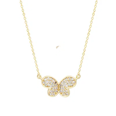 Suzy Levian 14k White Gold 0.20cttw Diamond Butterfly Necklace
