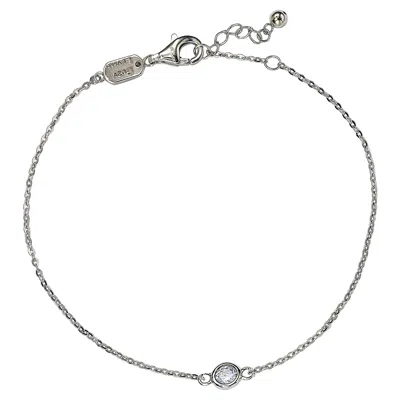 Pre-owned Suzy Levian 14k White Gold 0.25 Carat White Diamond Solitaire Bracelet