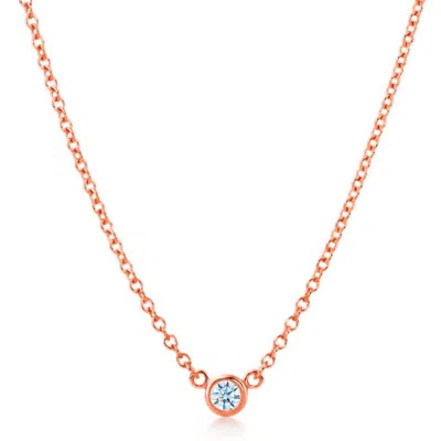 Suzy Levian 14k White Gold 0.25 Ct Tdw Diamond Solitaire Necklace In Silver