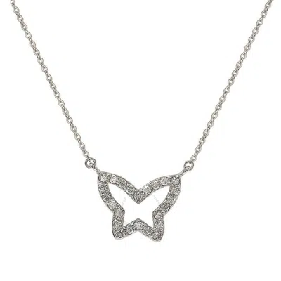 Suzy Levian 14k White Gold 0.30cttw Diamond Butterfly Necklace