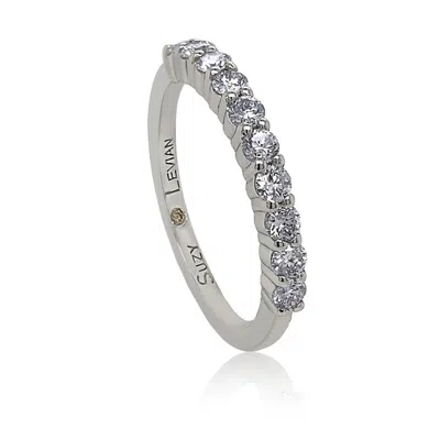 Suzy Levian 14k White Gold 0.50 Cttw Diamond Eternity Half Band In Silver