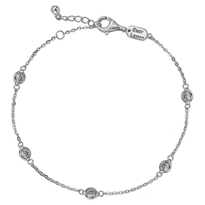Pre-owned Suzy Levian 14k White Gold 0.75 Carat White Diamond Station Bracelet