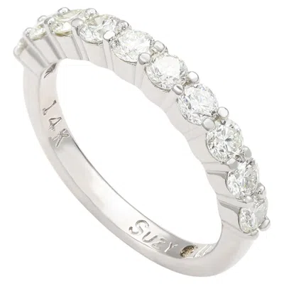 Pre-owned Suzy Levian 14k White Gold 1 Cttw Diamond Eternity Half Band