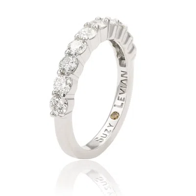 Suzy Levian 14k White Gold 1 Cttw Diamond Eternity Half Band In Silver