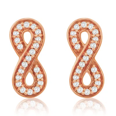 Suzy Levian 14k White Gold .10 Cttw Pave Diamond Infinity Stud Earrings
