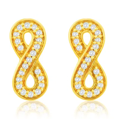 Suzy Levian 14k White Gold .10 Cttw Pave Diamond Infinity Stud Earrings