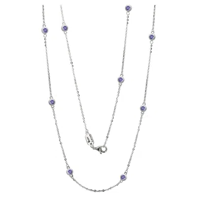Pre-owned Suzy Levian 14k White Gold 1.50 Cttw Tanzanite Station Necklace