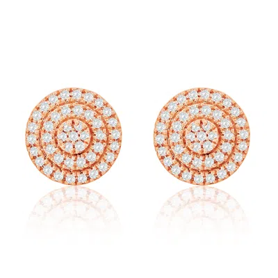 Suzy Levian 14k White Gold .17 Cttw Pave Diamond Round Stud Earrings