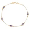 Suzy Levian 14k White Gold 2.50 Cttw Oval Cut Tanzanite Station Bracelet In Gold