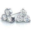 Suzy Levian 14k White Gold 3-stone Diamond Cluster 2/5ct Tdw Stud Earrings In White