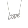 Suzy Levian 14k White Gold .30 Cttw Diamond Love Necklace In Silver