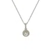 Suzy Levian 14k White Gold .35 Cttw Diamond Halo Pendant In Silver