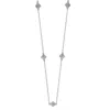 Suzy Levian 14k 0.40 Ct. Tw. Diamond Clover By The Yard Necklace In Silver
