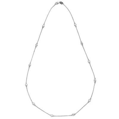 Suzy Levian 14k White Gold 4/5 Tdw Bezel Diamond Station Necklace