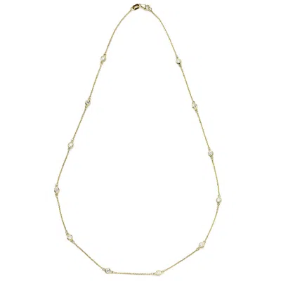 Suzy Levian 14k White Gold 4/5 Tdw Bezel Diamond Station Necklace In Yellow