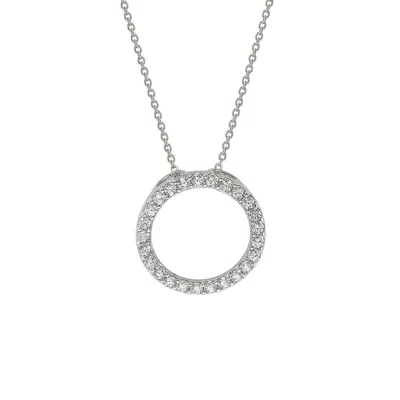 Suzy Levian 14k White Gold .50 Cttw Diamond Circle Pendant In Silver