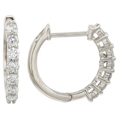 Pre-owned Suzy Levian 14k White Gold & 0.50 Cttw White Diamond Huggie Hoop Earrings
