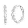 Suzy Levian 14k White Gold & .19 Cttw White Diamond Pave Infinity Huggie Hoop Earrings In Silver