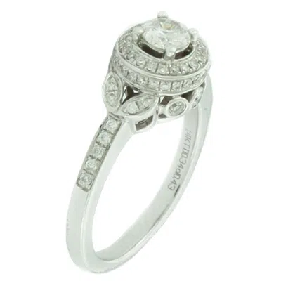 Pre-owned Suzy Levian 14k White Gold And Round White Diamond Bridal Ring