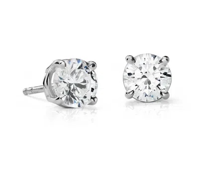 Suzy Levian 14k White Gold Classic Four-prong 0.25 Ct. Tw. Diamond Stud Earrings In Silver