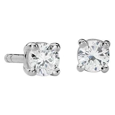 Pre-owned Suzy Levian 14k White Gold Classic Four-prong 0.25 Carat Diamond Stud Earrings