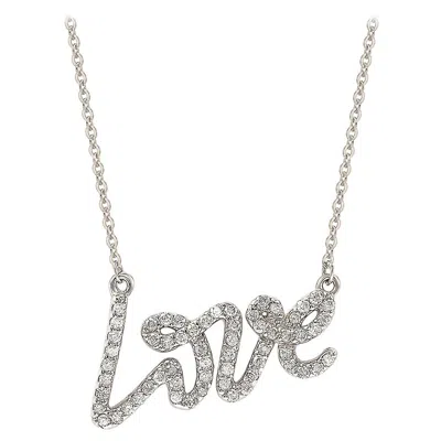 Pre-owned Suzy Levian 14k White Gold Diamond Love Necklace