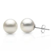 Suzy Levian 14k White Gold Round White Freshwater Pearl Stud Earrings - 8 Mm In Silver