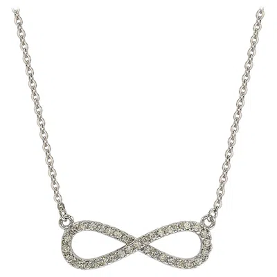 Pre-owned Suzy Levian 14k White Gold White Diamond Infinity Solitaire Necklace