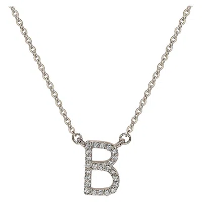 Pre-owned Suzy Levian 14k White Gold White Diamond Letter Initial Necklace, B