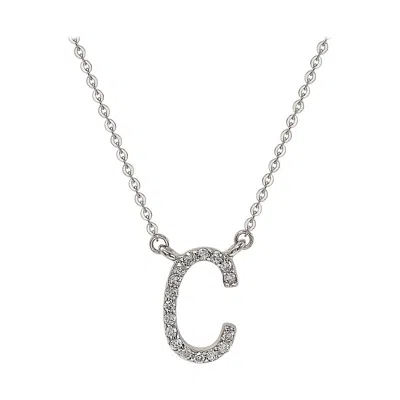 Pre-owned Suzy Levian 14k White Gold White Diamond Letter Initial Necklace, C
