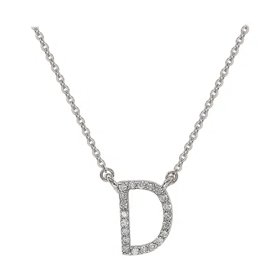 Pre-owned Suzy Levian 14k White Gold White Diamond Letter Initial Necklace, D