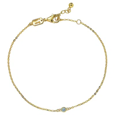Pre-owned Suzy Levian 14k Yellow Gold 0.15 Carat White Diamond Solitaire Bracelet