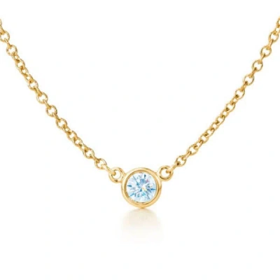 Suzy Levian 14k Yellow Gold 0.15 Ct Tdw Bezel Diamond Solitaire Necklace