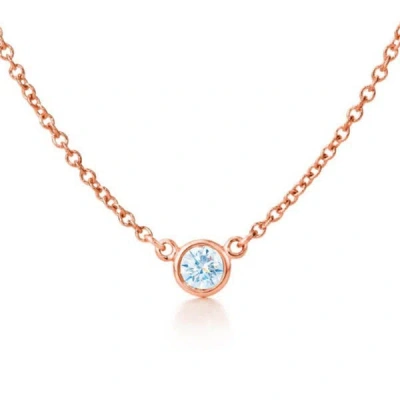 Suzy Levian 14k Yellow Gold 0.15 Ct Tdw Bezel Diamond Solitaire Necklace In Silver