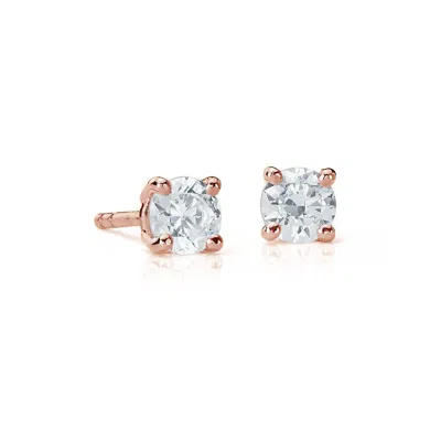 Suzy Levian 14k Yellow Gold 0.20 Ct. Tw. Diamond Stud Earrings In Silver