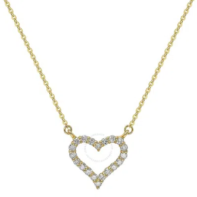 Suzy Levian 14k Yellow Gold 0.25 Ctw Diamond Heart Necklace In White