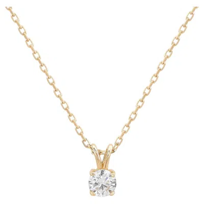 Pre-owned Suzy Levian 14k Yellow Gold 0.26 Ct. Tw. Diamond Solitaire Pendant Necklace