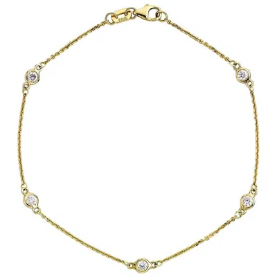 Pre-owned Suzy Levian 14k Yellow Gold 0.75 Carat White Diamond Station Bracelet