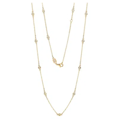 Pre-owned Suzy Levian 14k Yellow Gold 0.80 Tdw Bezel Diamond Station Necklace