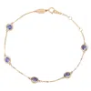 Suzy Levian 14k Yellow Gold 1.25 Cttw Round Cut Tanzanite Station Bracelet In Gold