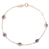 Suzy Levian 14k Yellow Gold 1.25 Cttw Round Cut Tanzanite Station Bracelet In Gold