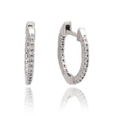 Suzy Levian 14k Yellow Gold 1/2cttw Tdw Inside Out Diamond Huggie Earrings In Silver